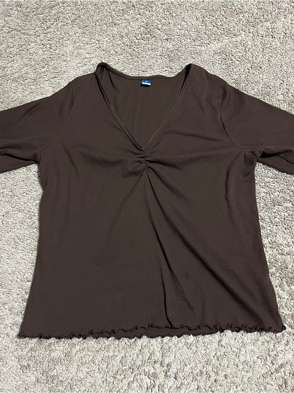 Old Navy Women’s Knit Blouse Short Sleeve V-Neck Twist Front Brown XXLTall